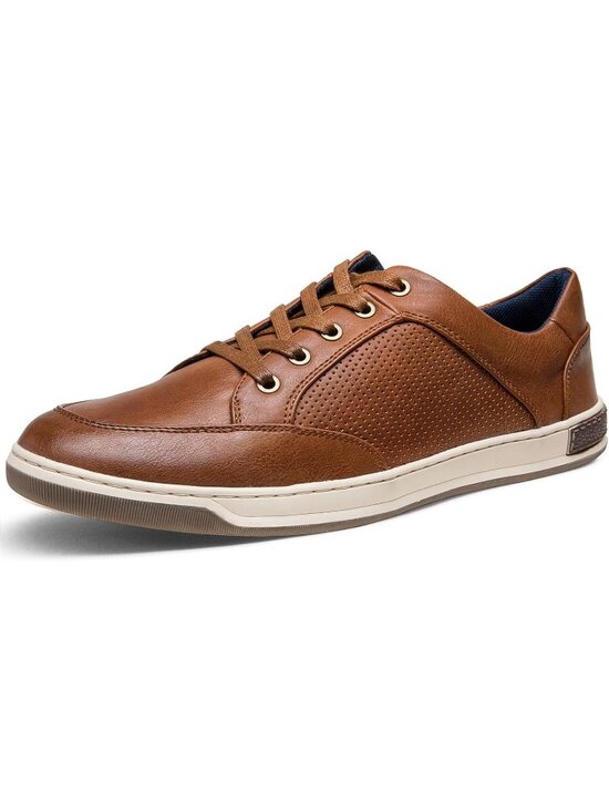 Other - Men's Yellow Brown Coated Leather Comfortable Business Sneakers Casual Shoes